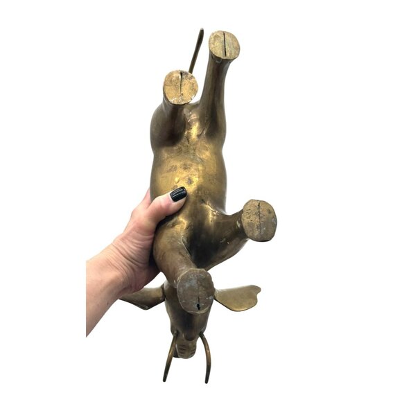 Vtg Large Brass Elephant Figurine With Trunk Up For Good Luck 13.5"H x 13.5"W - Picture 6 of 6
